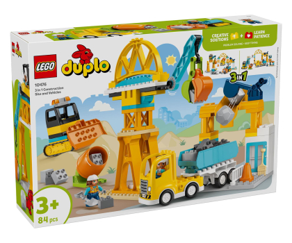 Klocki LEGO® LEGO DUPLO 10476 Plac budowy z pojazdami 3 w 1